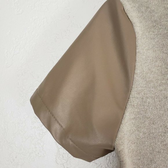 Dilvin Knit Top Full Zip Back Faux Leather - Picture 8 of 8